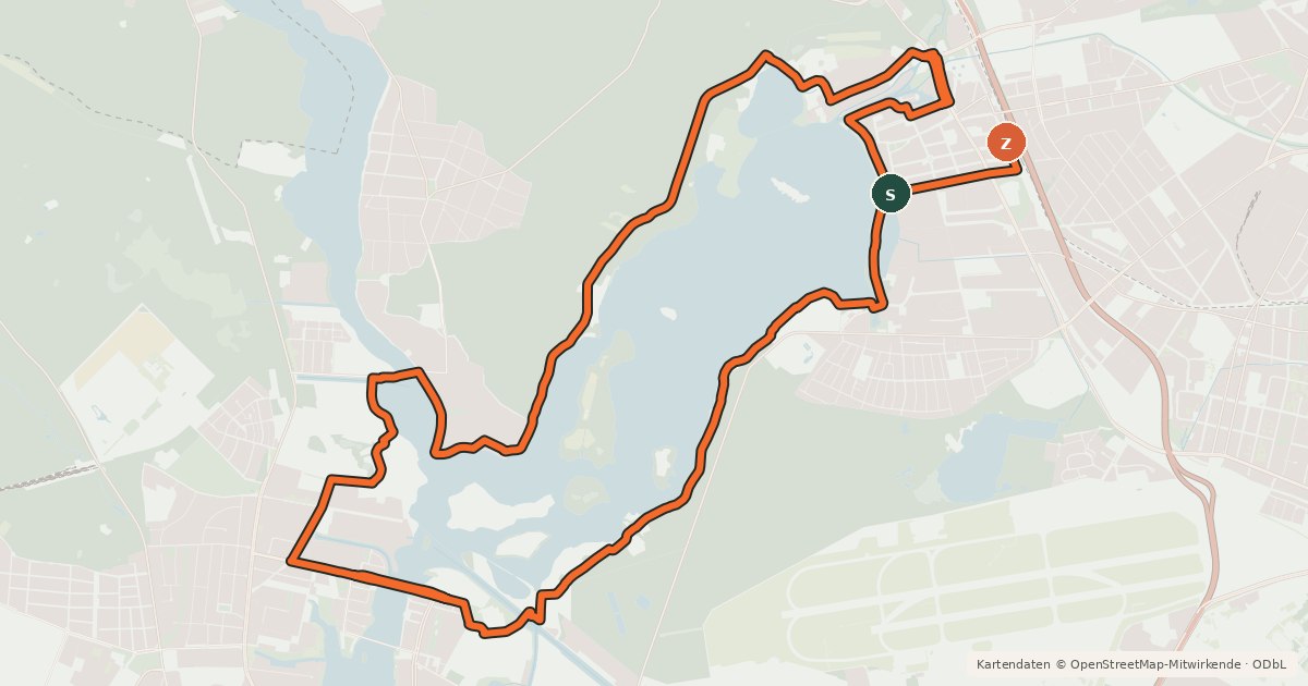 Kartenübersicht der Radroute Tegeler See Route