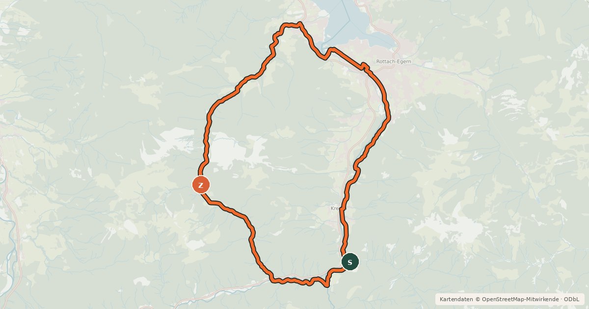 Kartenübersicht der Radroute Tegernseer Bergpartie