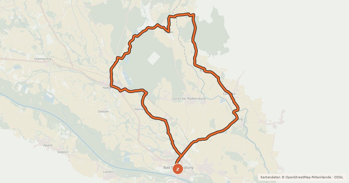 Kartenübersicht der Radroute Teich-Tour