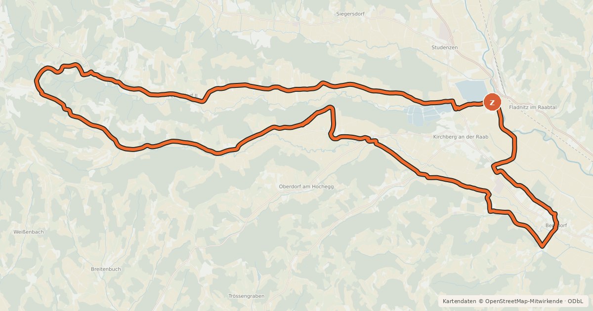 Kartenübersicht der Radroute Teichtour