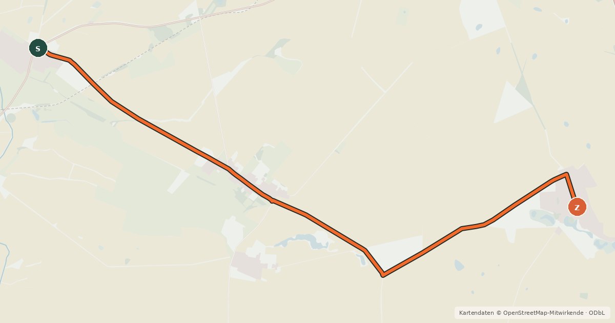 Kartenübersicht der Radroute Temnitztal (33) - Neuruppin (36)