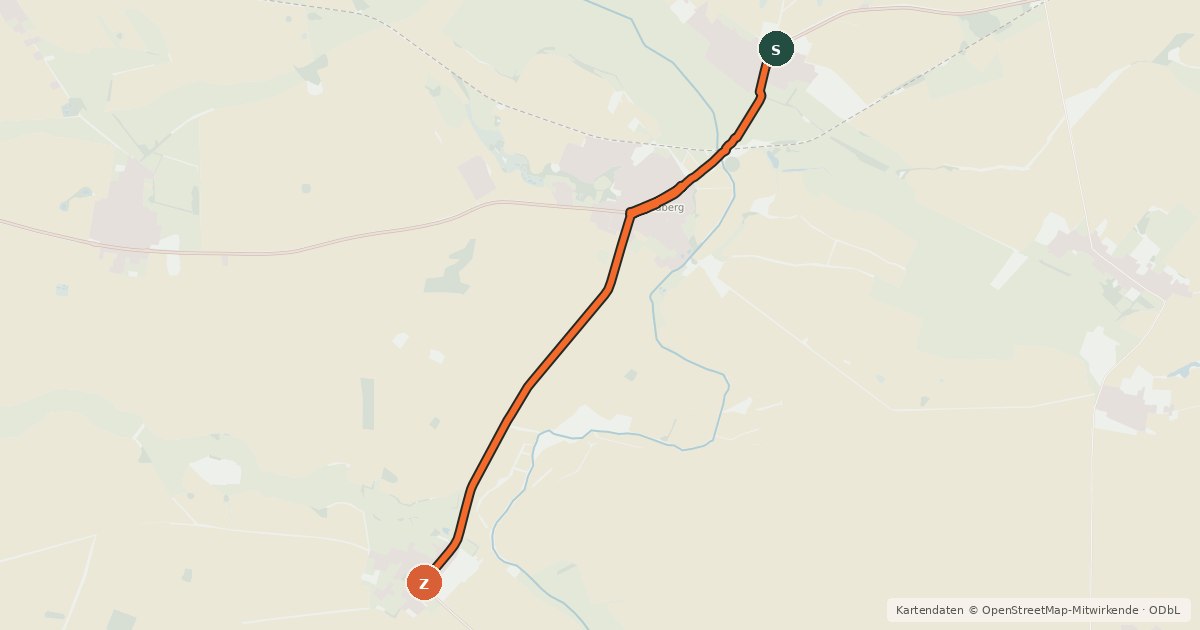 Kartenübersicht der Radroute Temnitztal (33) - Temnitztal (34)