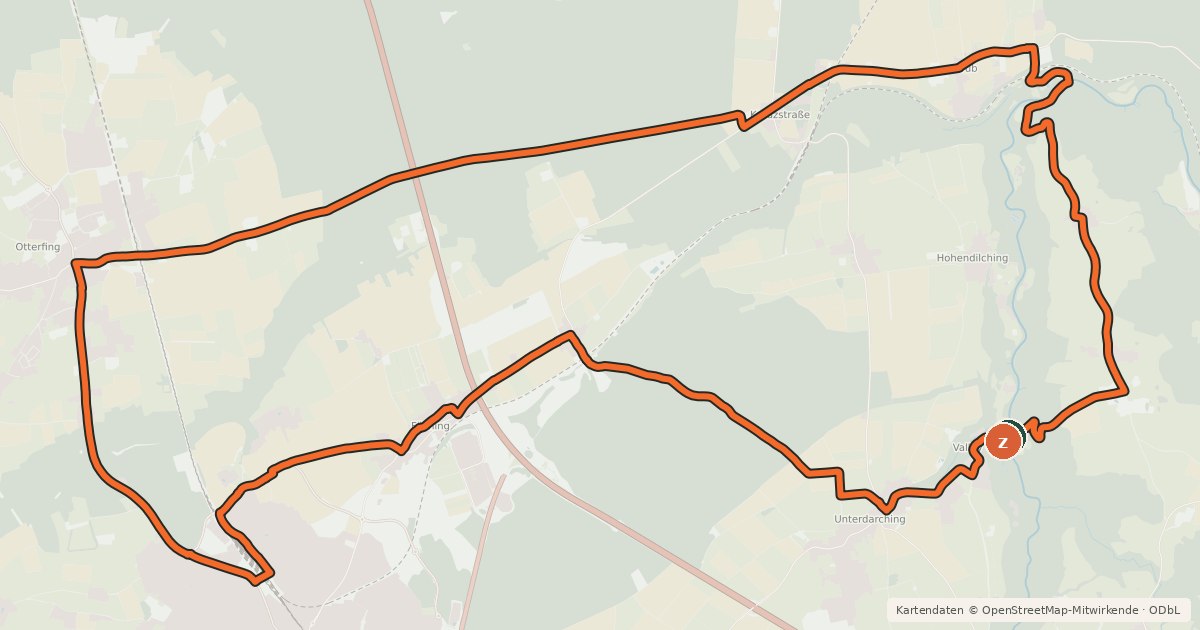 Kartenübersicht der Radroute Teufelsgraben Mangfalltal