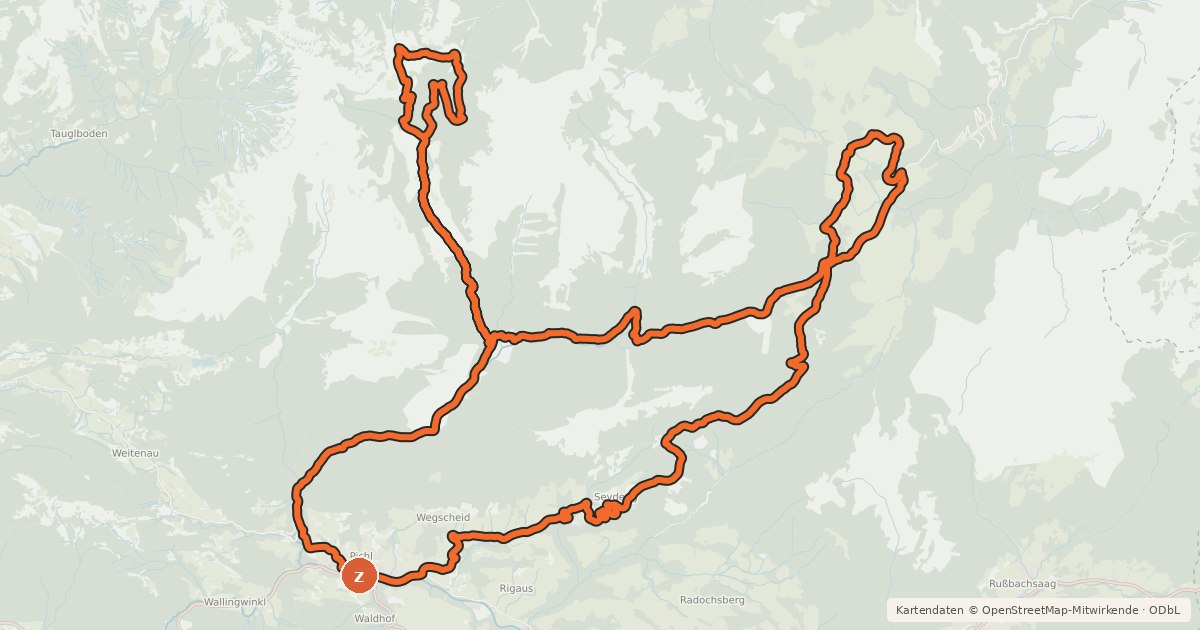Kartenübersicht der Radroute TG15 Postalm-Runde