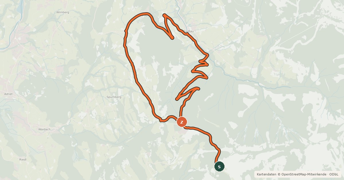 Kartenübersicht der Radroute TG25 Knoglberg loop