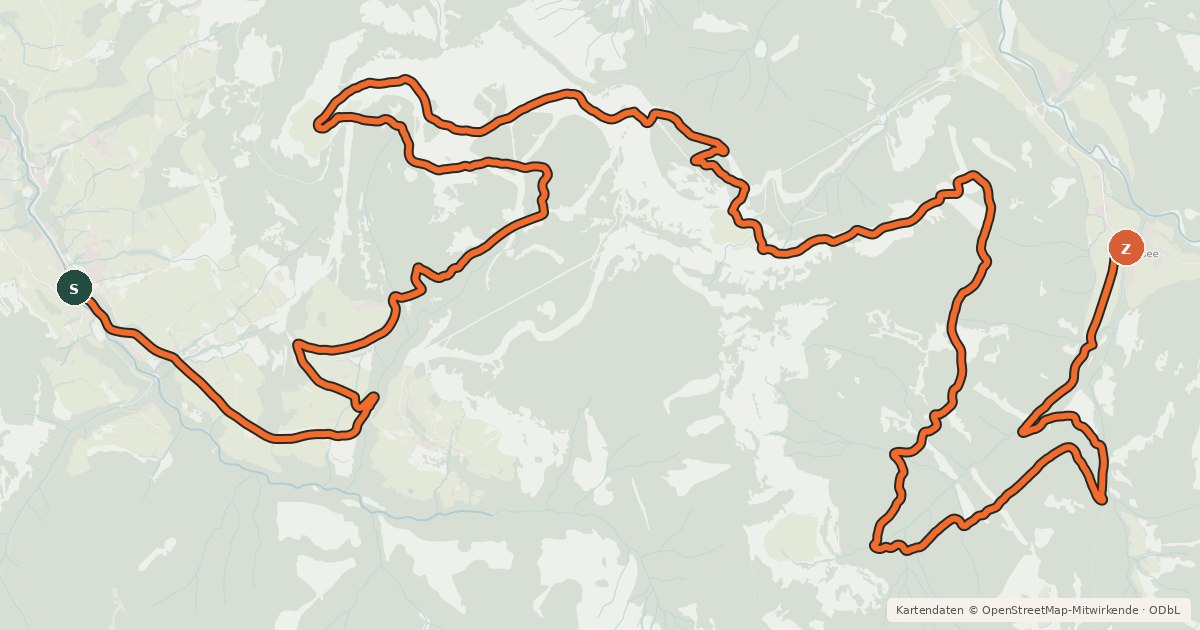 Kartenübersicht der Radroute TG26 Gaissau-Hintersee