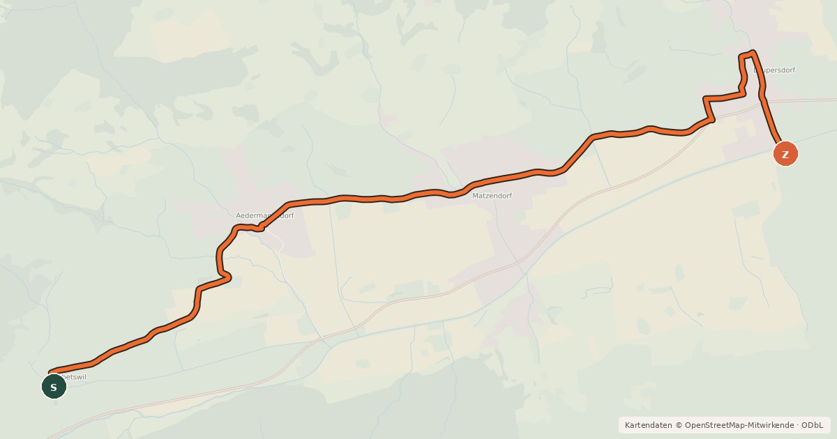 Kartenübersicht der Radroute Thal