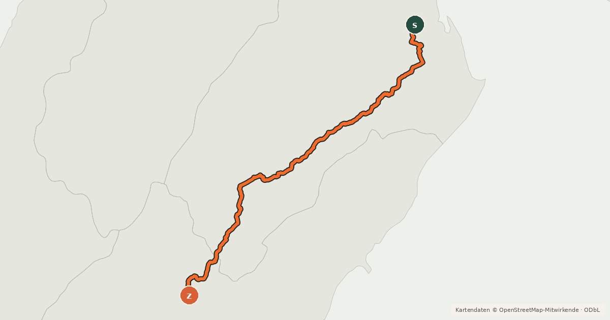 Kartenübersicht der Radroute The Molesworth Muster Trail