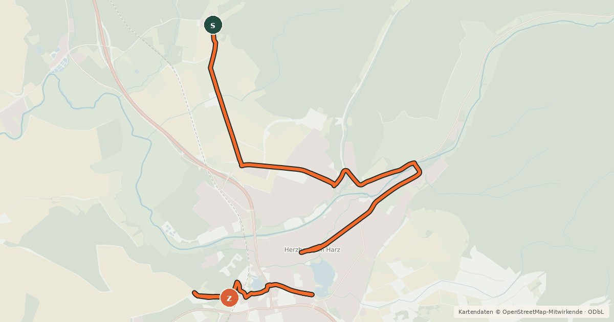 Kartenübersicht der Radroute Themenroute 1