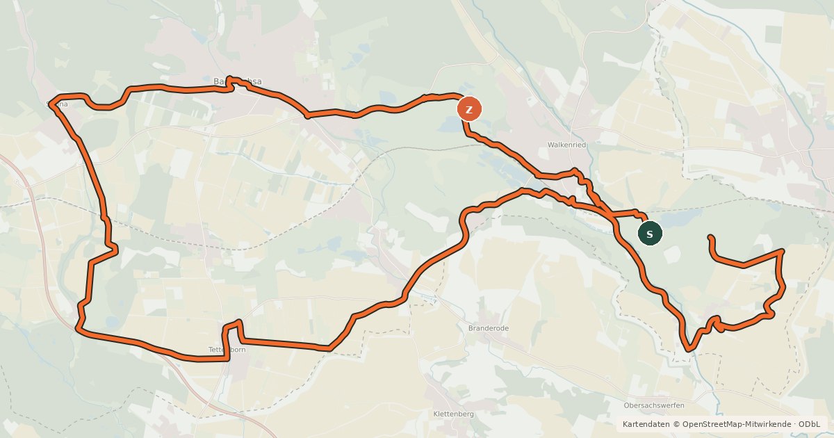 Kartenübersicht der Radroute Themenroute 3