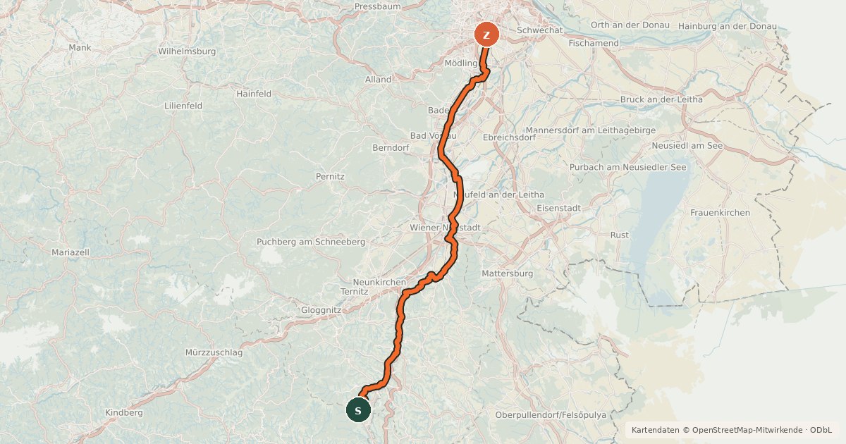 Kartenübersicht der Radroute Thermenradweg