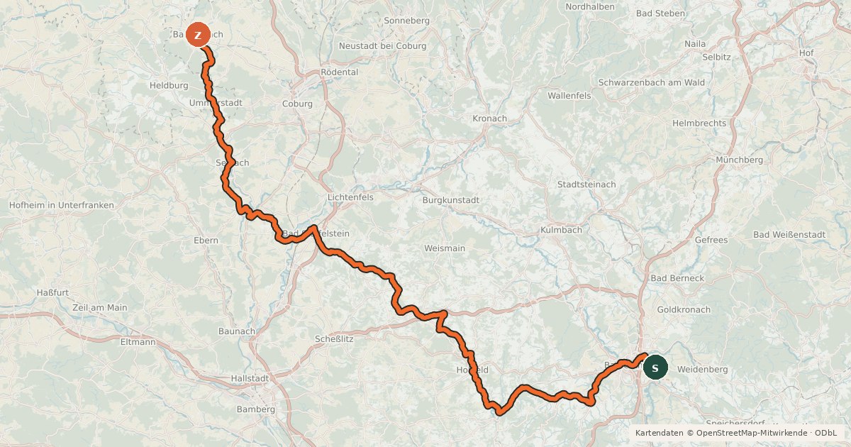 Kartenübersicht der Radroute Thermentour