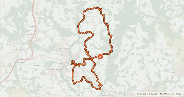 Kartenübersicht der Radroute 113 Pregarten Runde