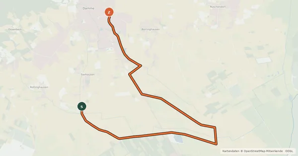 Kartenübersicht der Radroute (12) - (41)
