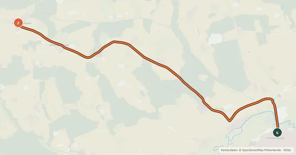 Kartenübersicht der Radroute 12 Frontenhausen-Loitzenkirchen-Oberspechtrain