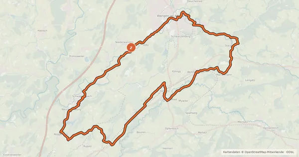Kartenübersicht der Radroute 12 - Richtung Bodensee RadReiseRegion