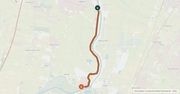 Kartenübersicht der Radroute 15-16