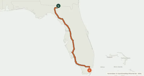 Kartenübersicht der Radroute 15 (Florida)