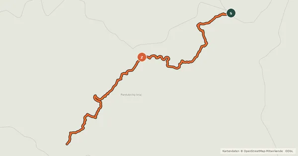 Kartenübersicht der Radroute 18 Hlinsko - České Petrovice