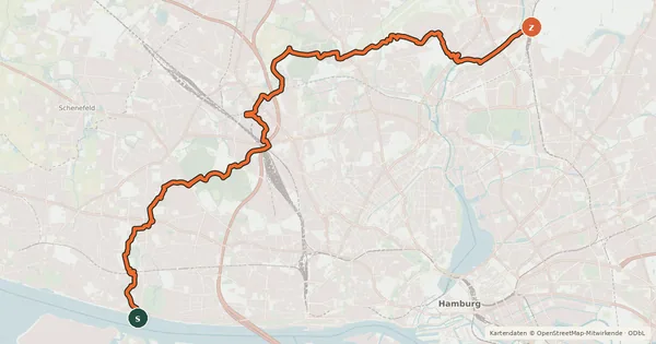 Kartenübersicht der Radroute 2. Grüner Ring West