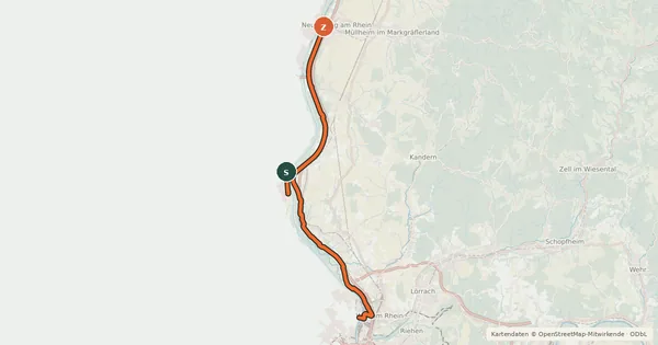 Kartenübersicht der Radroute 2 Ufer 3 Brücken - Tour 11