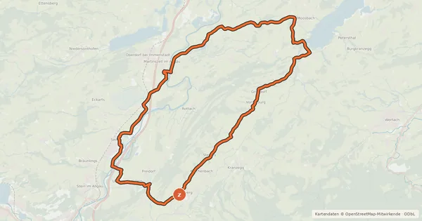Kartenübersicht der Radroute 20 - Rund um den Rottachberg