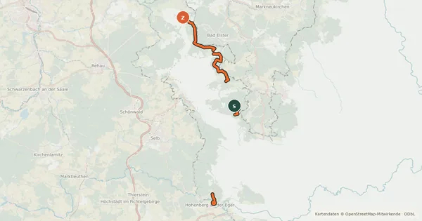 Kartenübersicht der Radroute 2062 Hranice-Dubina CZ/D