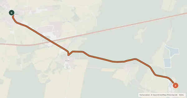Kartenübersicht der Radroute 26-34 Theeßen-Wüstenjerichow N