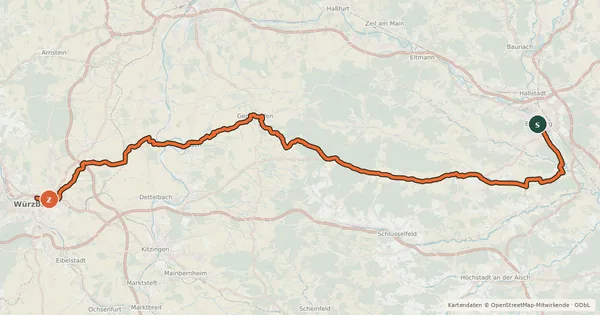 Kartenübersicht der Radroute 2FrankenRadweg