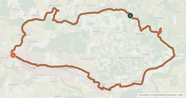 Kartenübersicht der Radroute 3-Kaiserbergroute