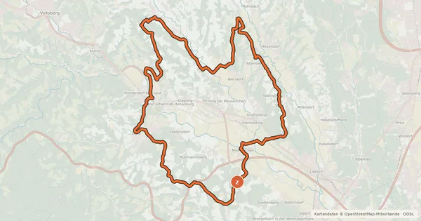 Kartenübersicht der Radroute 3-Märkte Tour