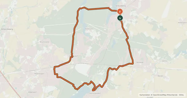 Kartenübersicht der Radroute 3-Seen-Fahrradtour