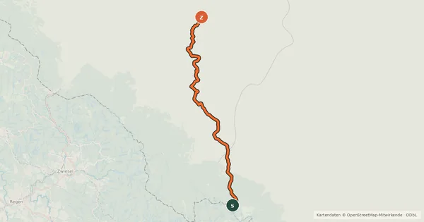 Kartenübersicht der Radroute 331 Sušice - Bučina/Finsterau (CZ/D)