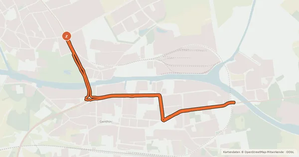 Kartenübersicht der Radroute 35-70 Genthin-Altenplathow - Genthin O