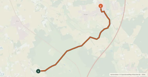 Kartenübersicht der Radroute (36) - (37)