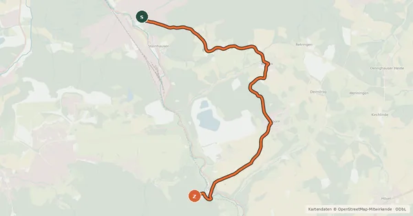 Kartenübersicht der Radroute (38) Menden Lendringsen - (42) Balve Volkringhausen