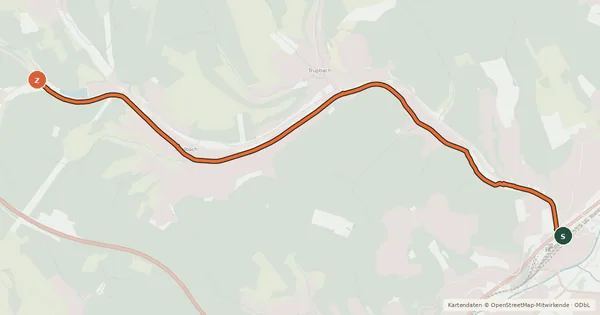 Kartenübersicht der Radroute (38) Siegen - (45) Freudenberg-Alchen