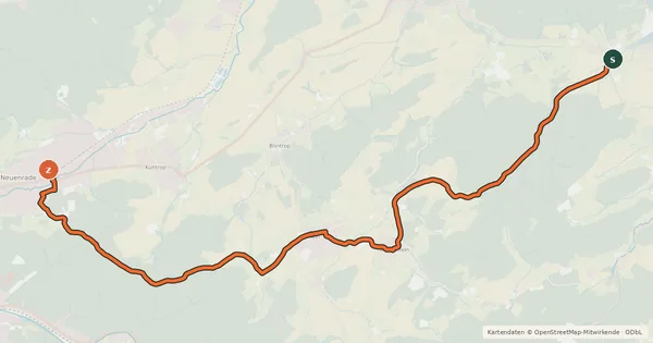 Kartenübersicht der Radroute (38) Sundern-Bruchhausen - (47) Neuenrade