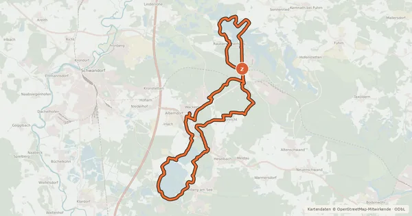 Kartenübersicht der Radroute 4-Seen-Radweg
