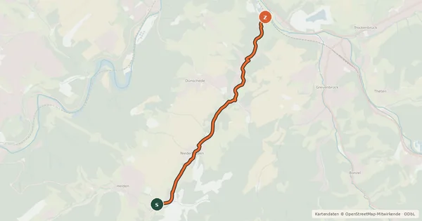Kartenübersicht der Radroute (43) Attendorn-Helden - (46) Attendorn-Borghausen