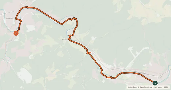 Kartenübersicht der Radroute (45) Plettenberg-Böddinghausen - (64) Werdohl