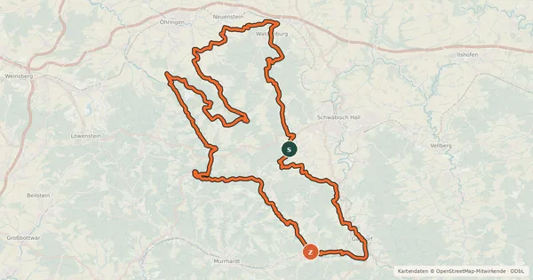 Kartenübersicht der Radroute 5-Täler-Radtour