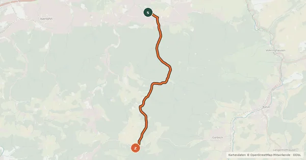Kartenübersicht der Radroute (51) Hemer Sundwig - (61) Neuenrade Rüterschlad