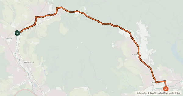 Kartenübersicht der Radroute (51) Kreuztal-Krombach - (53) Hilchenbach-Dahlbruch