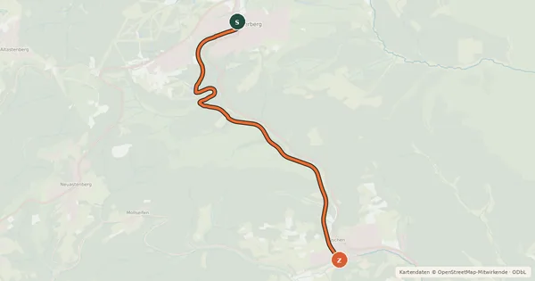 Kartenübersicht der Radroute (56) Winterberg - (58) Winterberg-Züschen