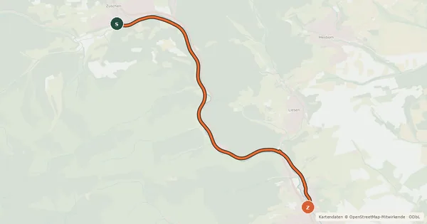 Kartenübersicht der Radroute (58) Winterberg-Züschen - (59) Hallenberg-Liesen