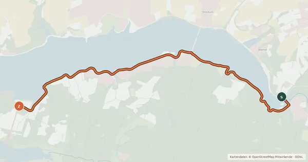 Kartenübersicht der Radroute (68) Möhnesee - (72) Möhnesee-Delecke