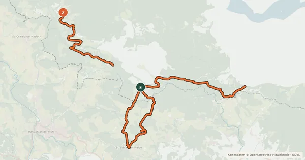Kartenübersicht der Radroute 7 Böhmen Runde