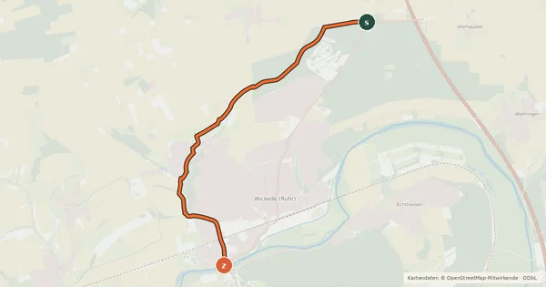 Kartenübersicht der Radroute (81) Werl-Stadtwald - (82) Wickede