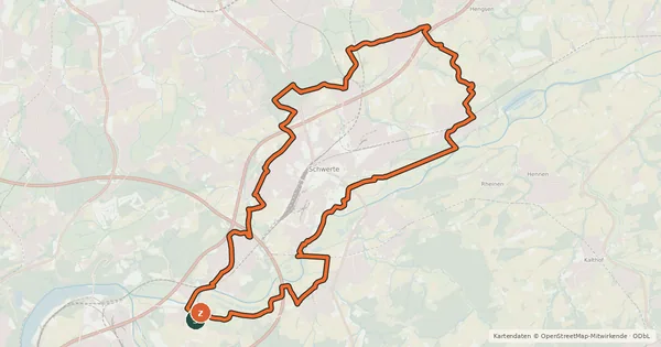 Kartenübersicht der Radroute A10 Unna